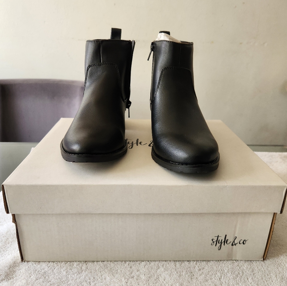 Style & Co Sleek Black Ankle Boots